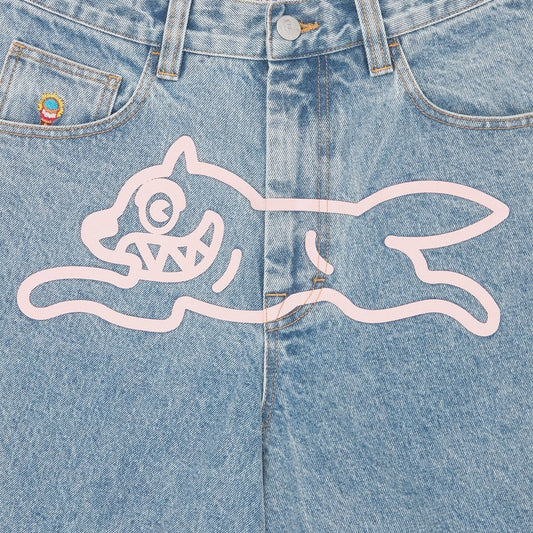 Running Dog Triple Scoop Denim Pants - Heavy Wash Blue