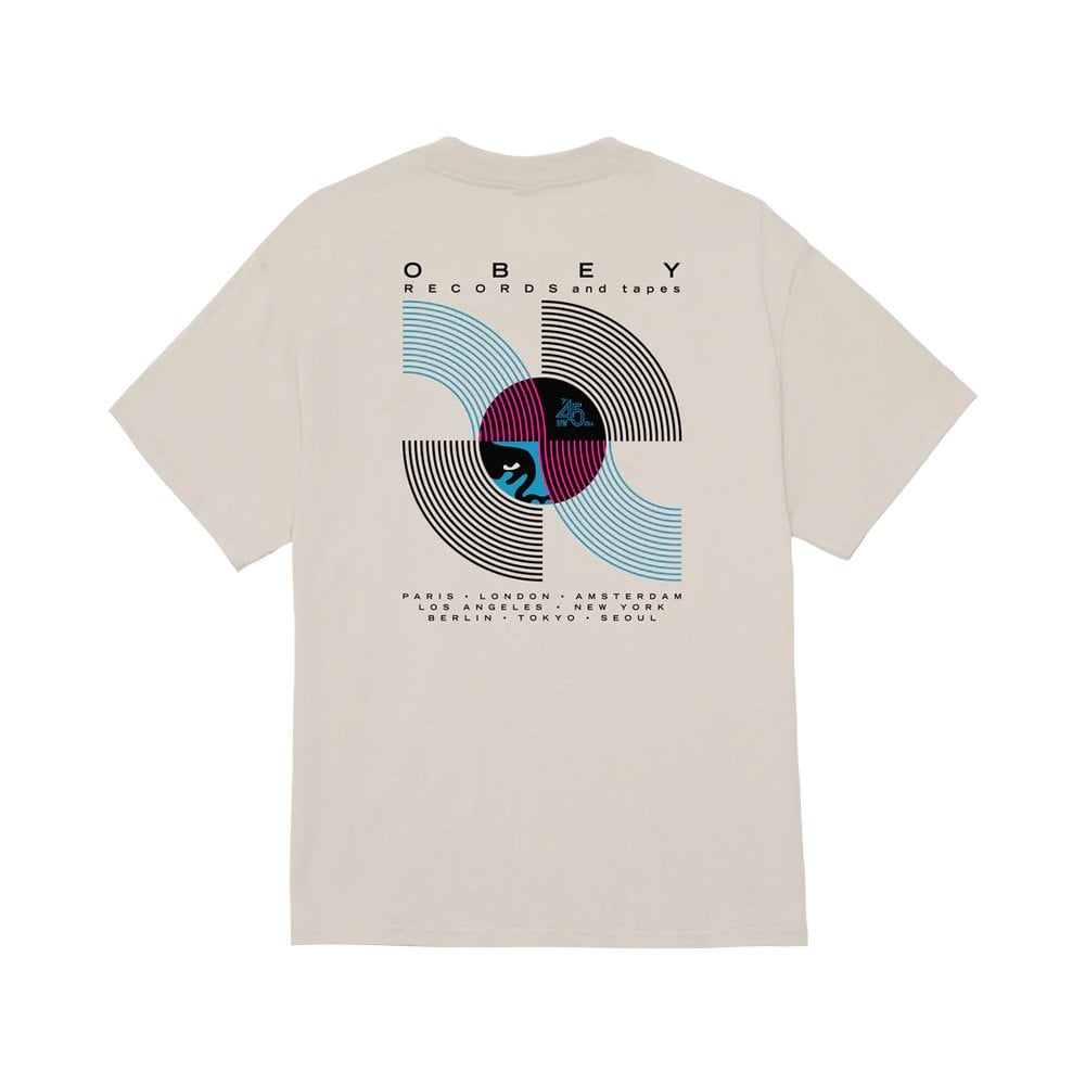 Obey Records & Tapes Tee, Silver Grey