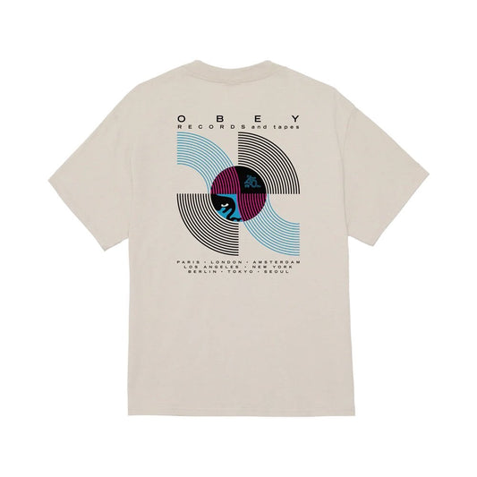 Obey Records & Tapes Tee, Silver Grey