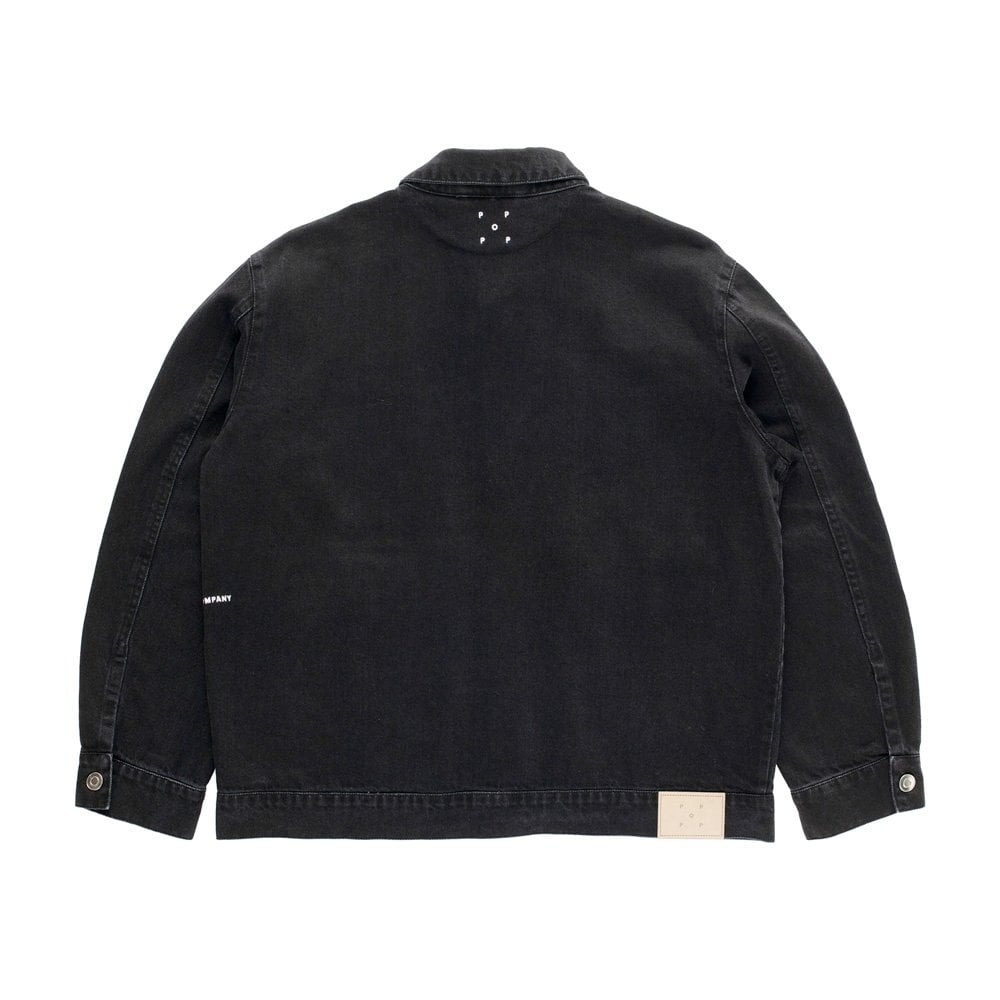 Full Button Denim Jacket - Black