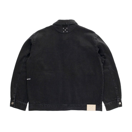Full Button Denim Jacket - Black