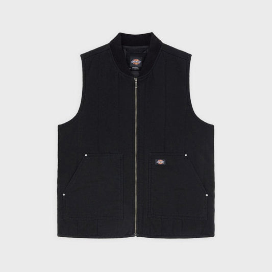Quilted Canvas Vest, Black