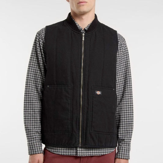 Quilted Canvas Vest, Black