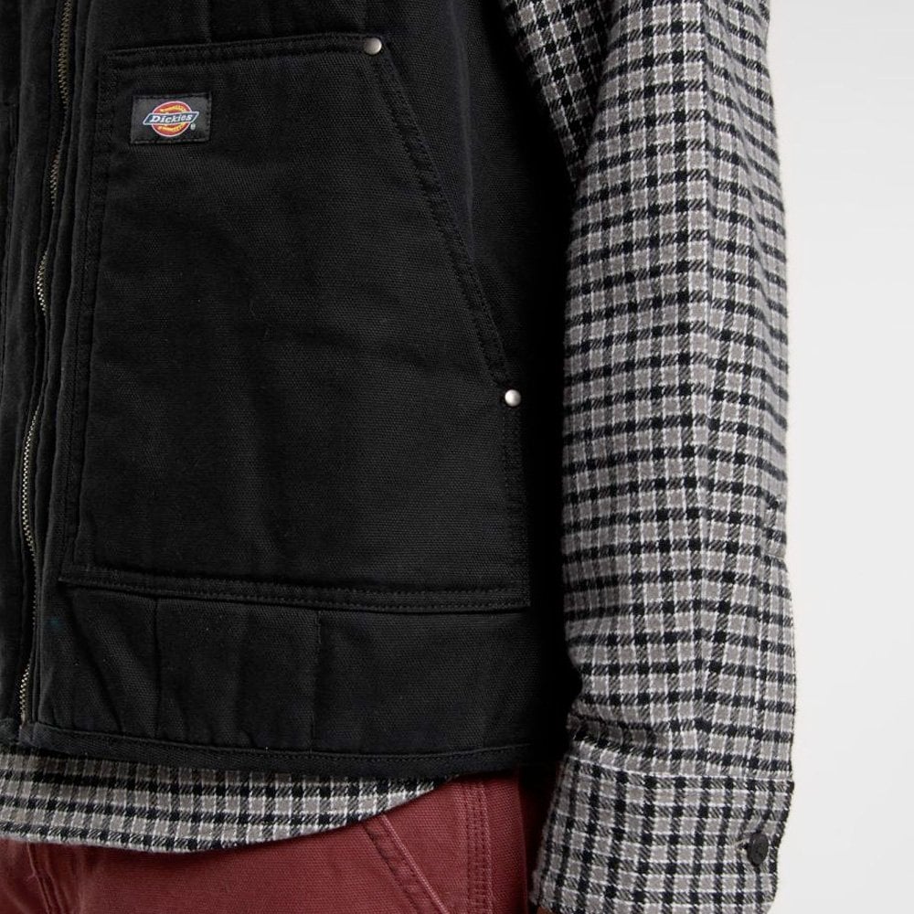 Quilted Canvas Vest, Black