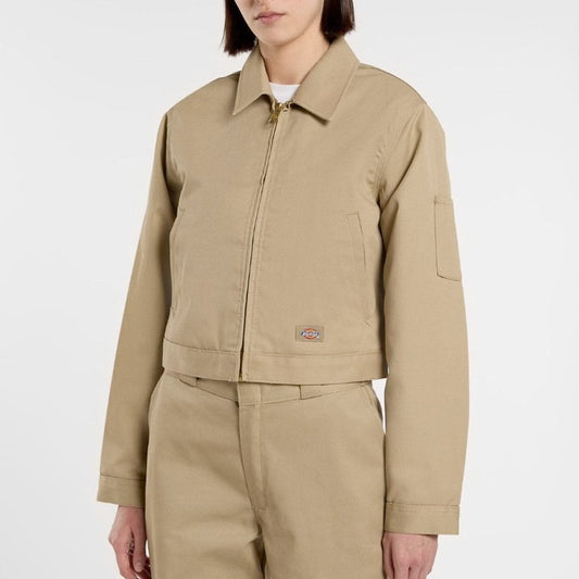 W' Lined Eisenhower Cropped Jacket, Khaki