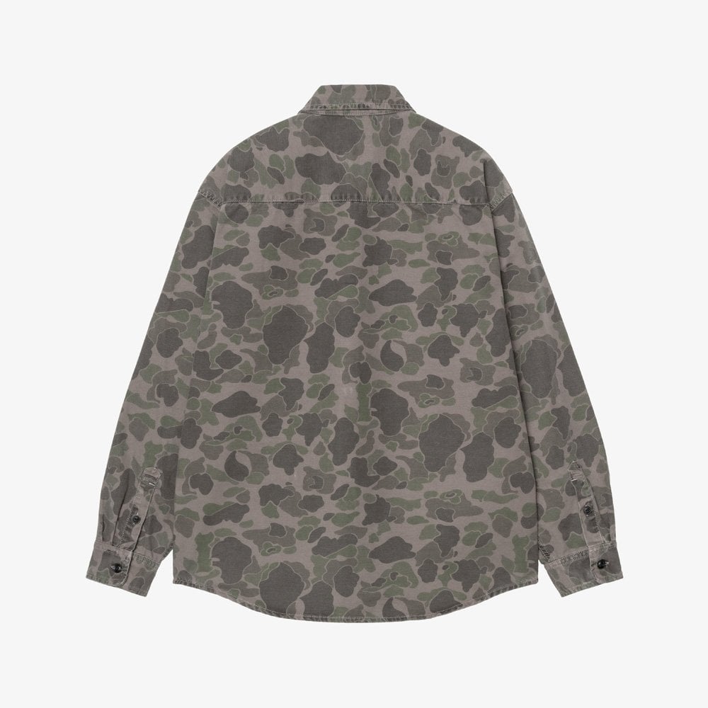 L/S Duck Shirt - Camo Duck, Green / Porphyry, Garment Dyed