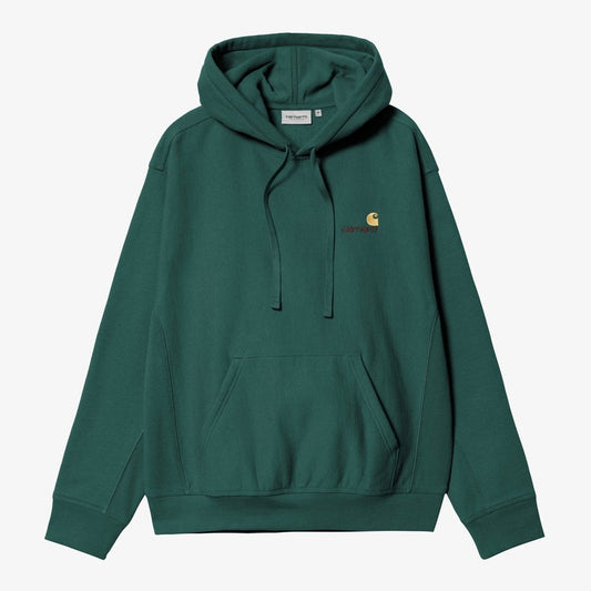 Hooded American Script Sweat - Dark Fir