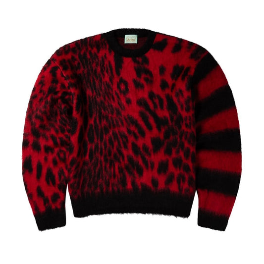 Brushed Leopard Sweater - Red