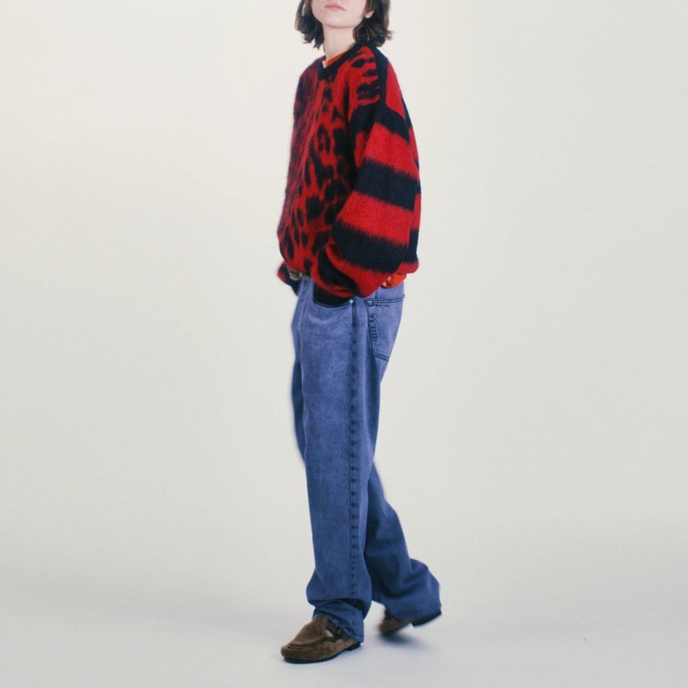 Brushed Leopard Sweater - Red