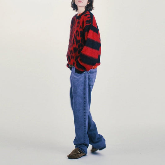 Brushed Leopard Sweater - Red