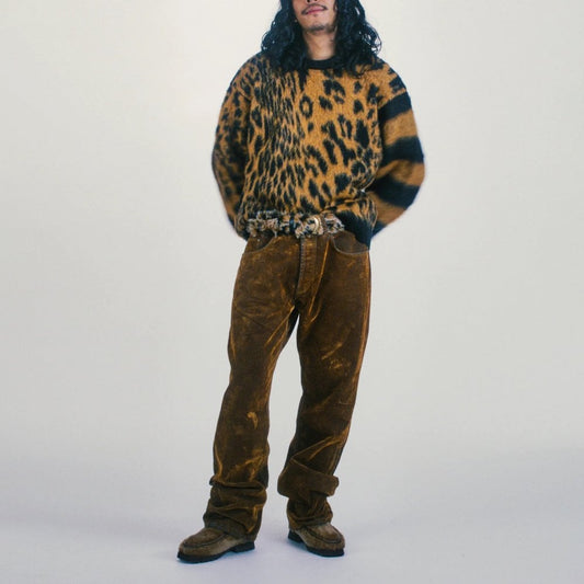 Brushed Leopard Sweater - Brown