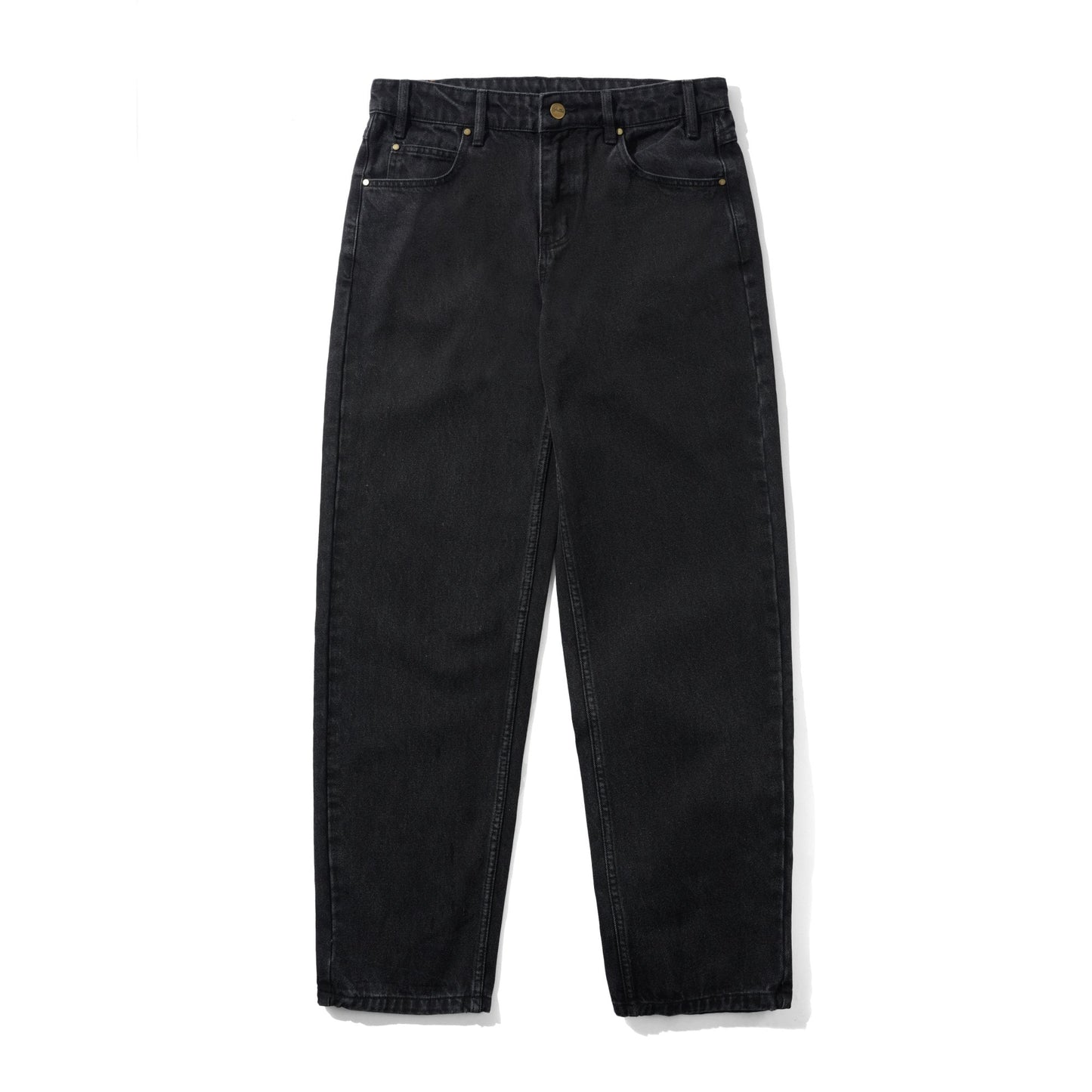 Straight Leg Denim Jeans - Washed Black