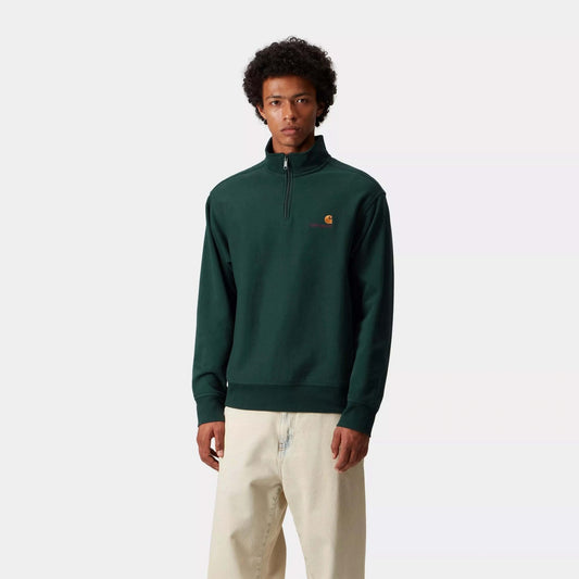 Half Zip American Script Sweat - Dark Fir