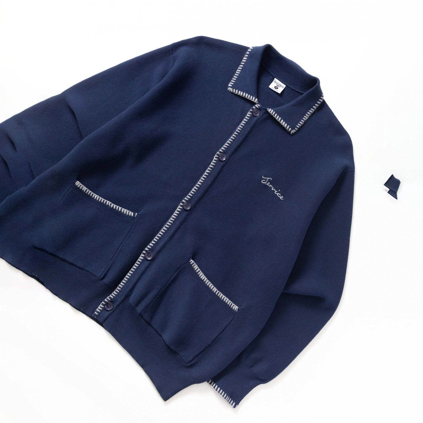 Blanket Stitch Cardigan - Navy