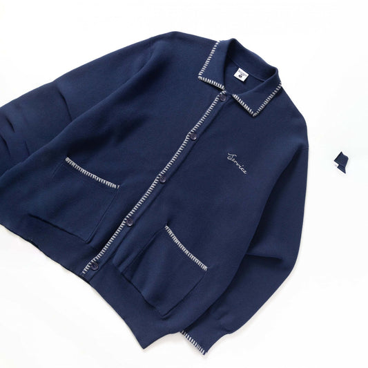 Blanket Stitch Cardigan - Navy