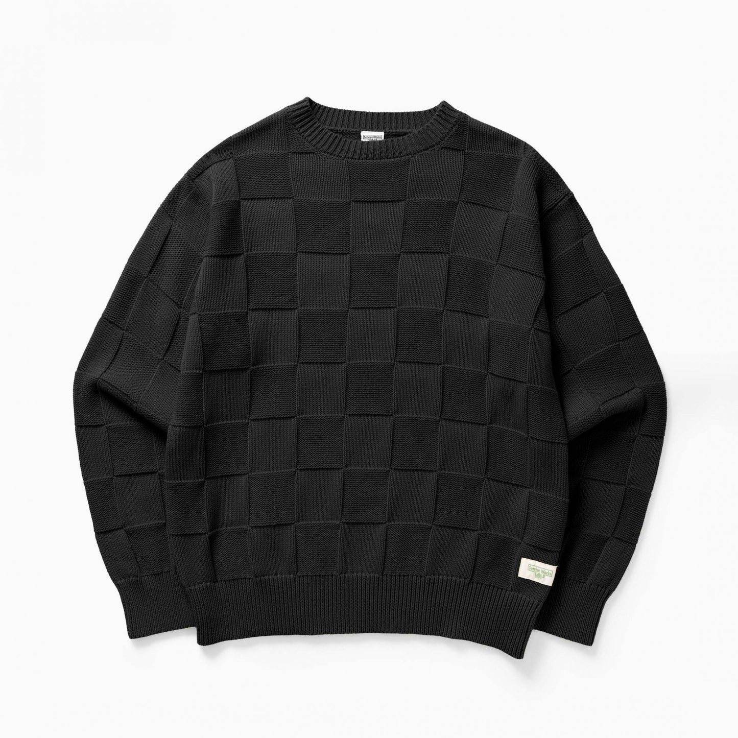 Check Knit Crewneck - Black