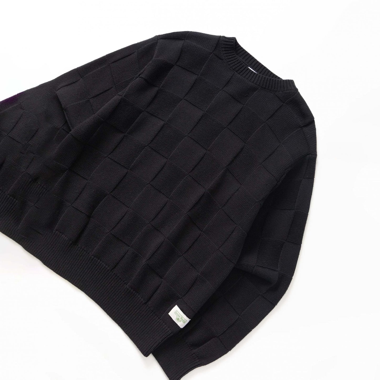 Check Knit Crewneck - Black