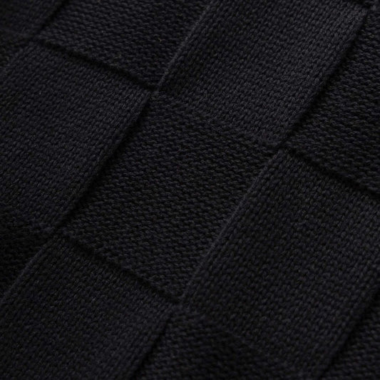 Check Knit Crewneck - Black