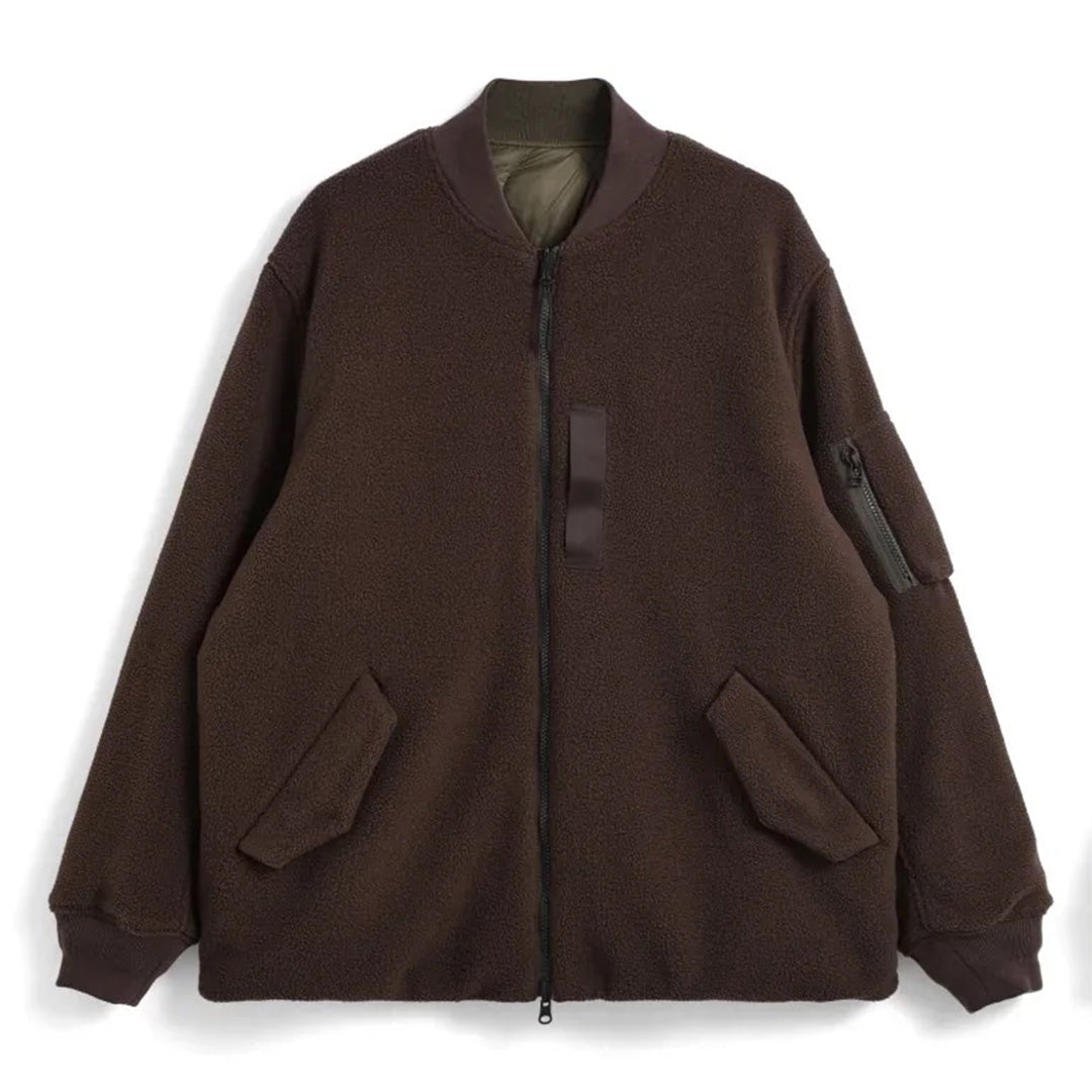 Reversible MA-1 Faux Wool Jacket - D.Brn x D.Olv