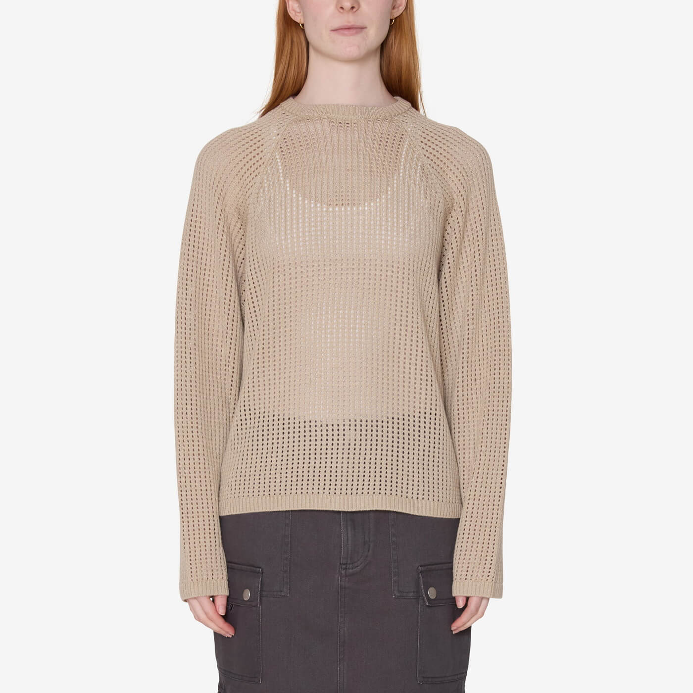 Obey W' Talia Open Knit Raglan - Natural – Cooshti