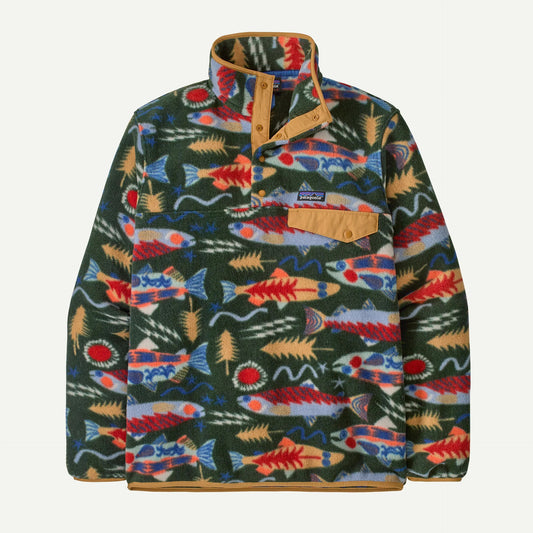 Men's Lightweight Synchilla Snap-T® Fleece Pullover - Salmon Energy / Old Growth Green