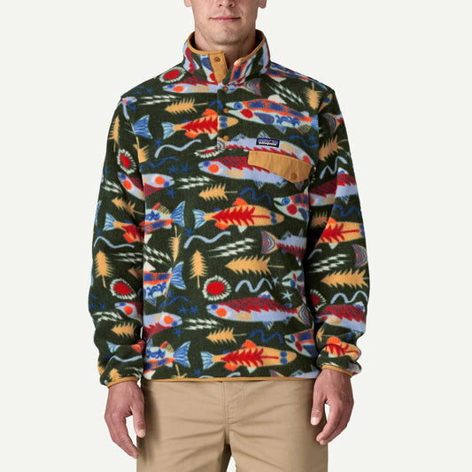 Men's Lightweight Synchilla Snap-T® Fleece Pullover - Salmon Energy / Old Growth Green