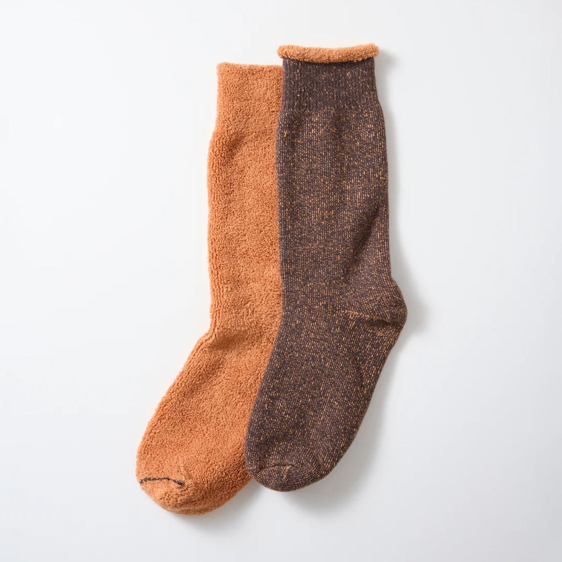 Reversible Pile Socks - Faded Black / Light Orange