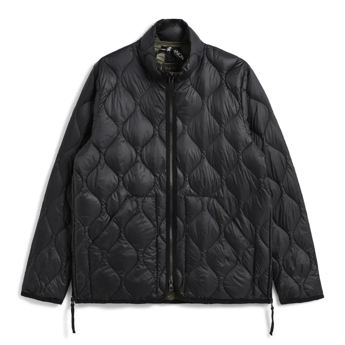 Military Hi Neck W-Zip Down Jacket (Soft Shell) - Black