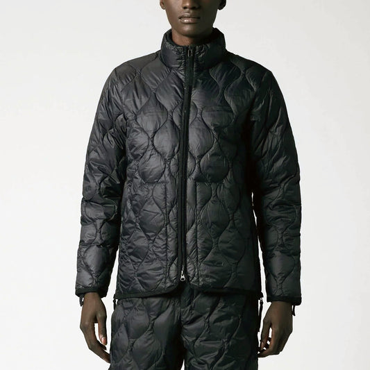 Military Hi Neck W-Zip Down Jacket (Soft Shell) - Black