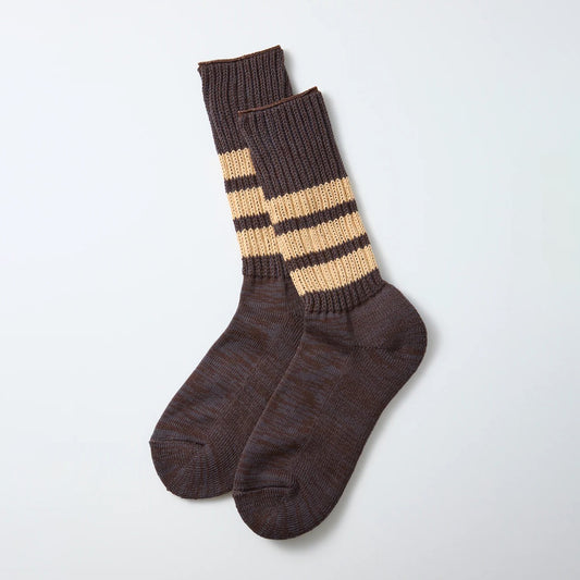 Coarse Ribbed Crew Socks - Faded Black/Vintage Orange