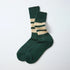 Coarse Ribbed Crew Socks - Green/Cream