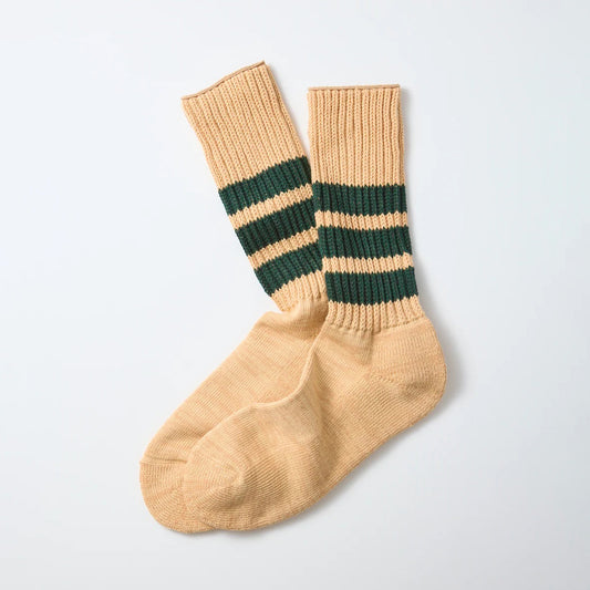 Coarse Ribbed Crew Socks - Vintage Orange/D.Green