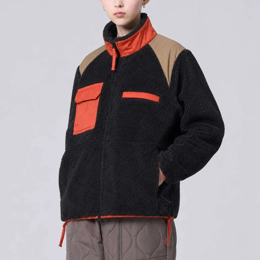 Military Pile-Fleece High-Neck Jacket - D.Choco Crazy