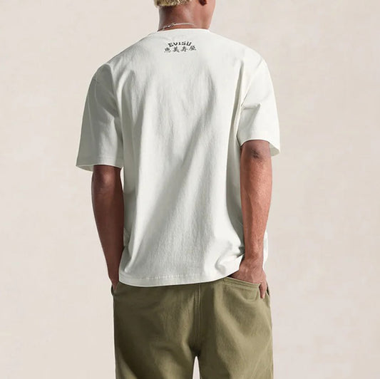 Ebisu & Seagull Print T-shirt - Ecru