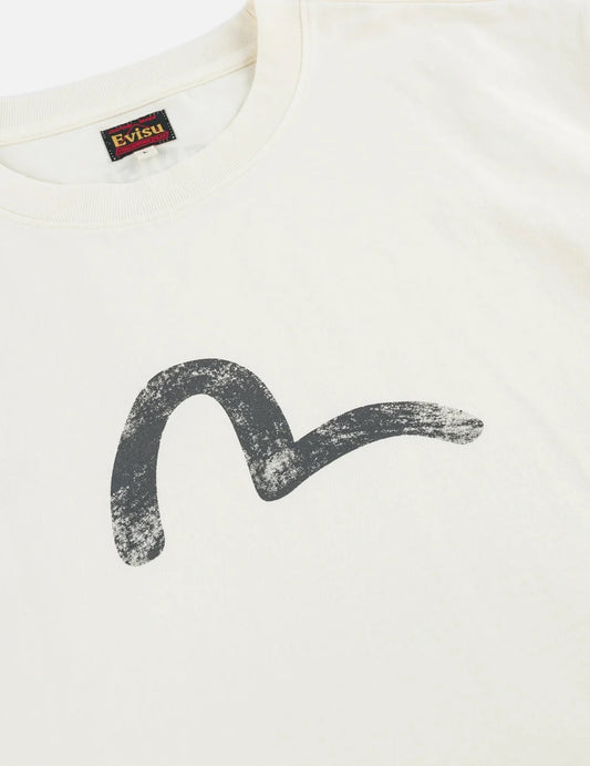 Ebisu & Seagull Print T-shirt - Ecru