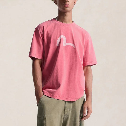 Ebisu & Seagull Print T-shirt - Red