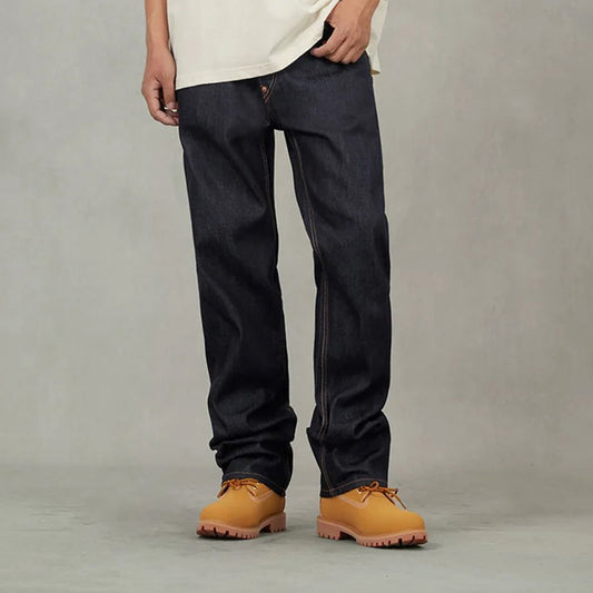 White Seagull Print Pockets Regular Fit Jeans - Raw Indigo