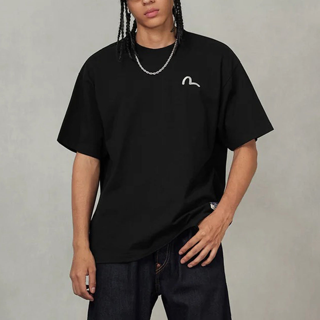 Seagull Embroidery T-shirt - Black