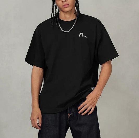 Seagull Embroidery T-shirt - Black