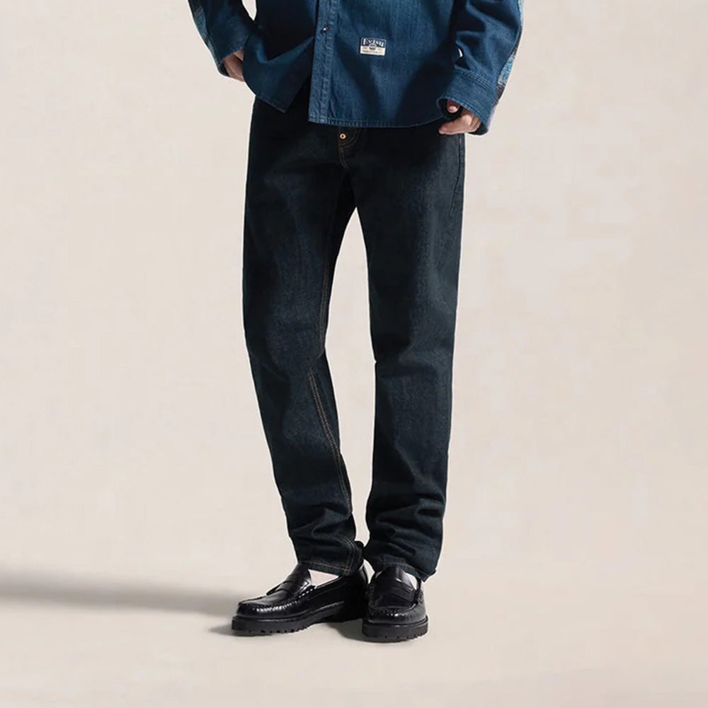 Grey & White Seagull Print Pocket Selvedge Jeans - Raw Indigo