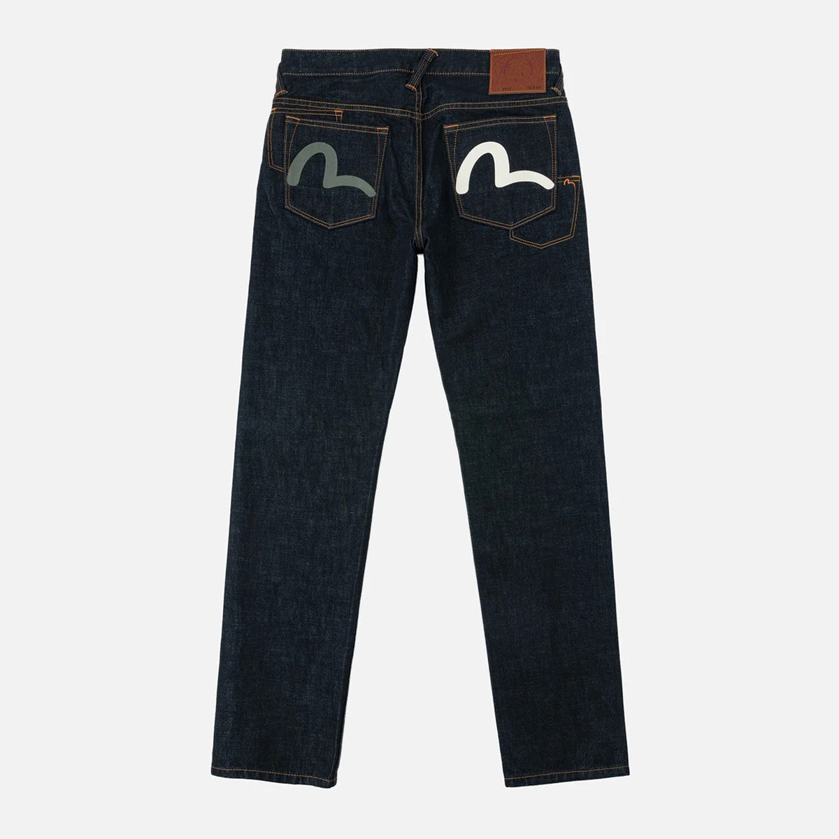 Grey & White Seagull Print Pocket Selvedge Jeans - Raw Indigo