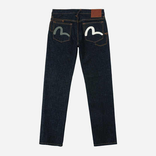 Grey & White Seagull Print Pocket Selvedge Jeans - Raw Indigo
