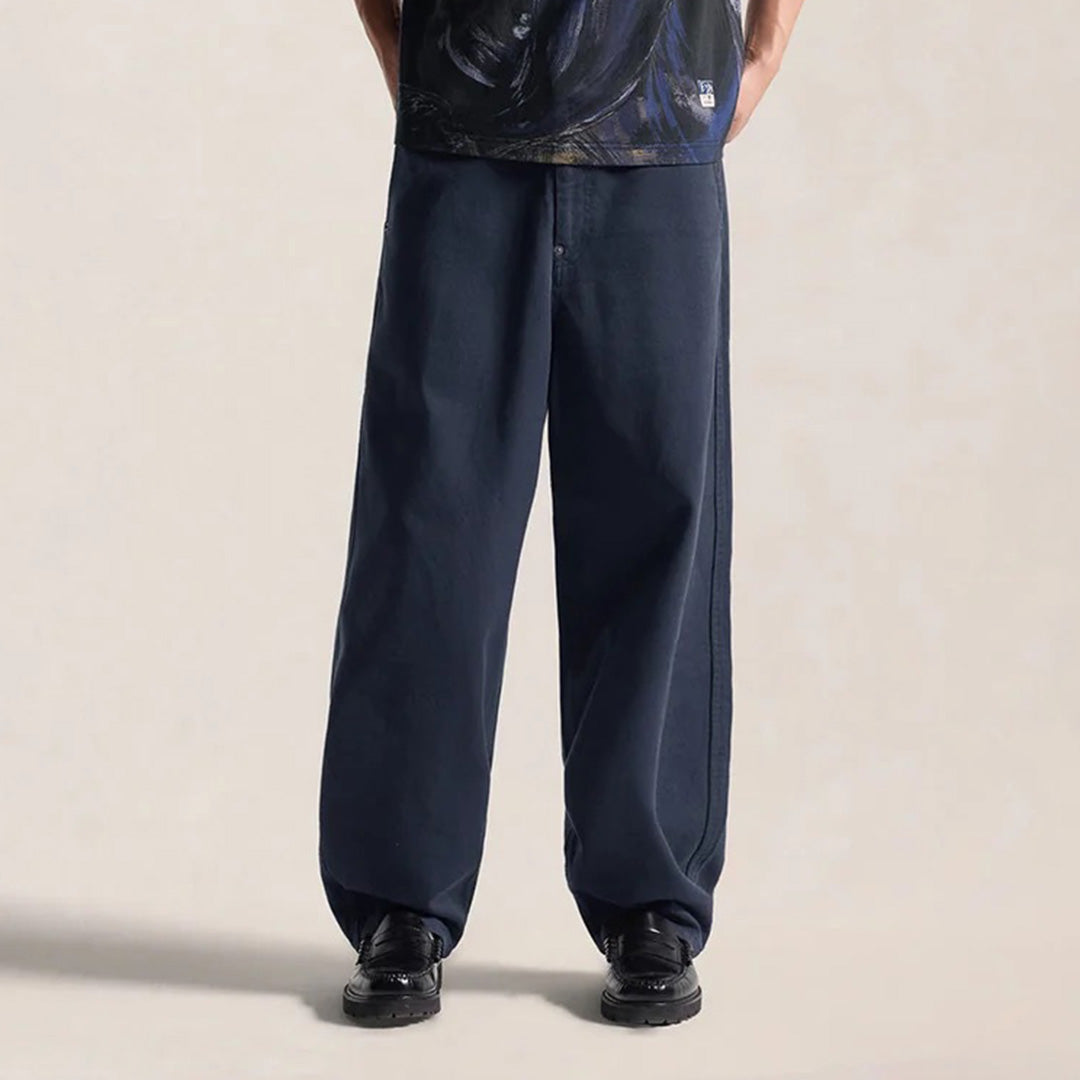 Back Seagull Print Chino Pants - Navy