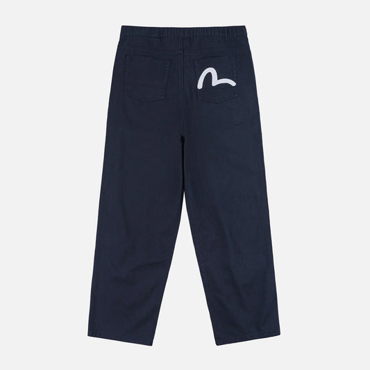 Back Seagull Print Chino Pants - Navy