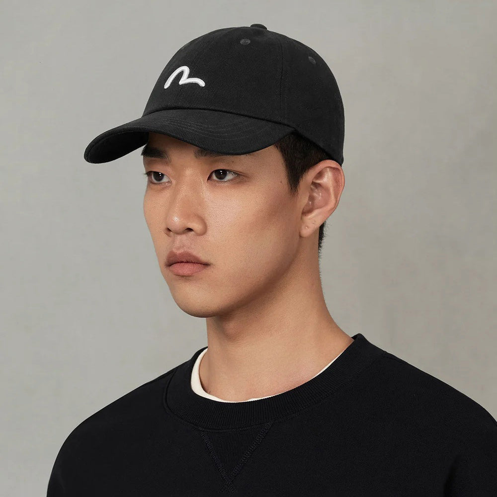 Seagull & Logo Embroidery Cap - Black