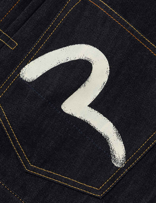 Ecru Seagull Print Relax Fit Denim Jacket - Raw Indigo