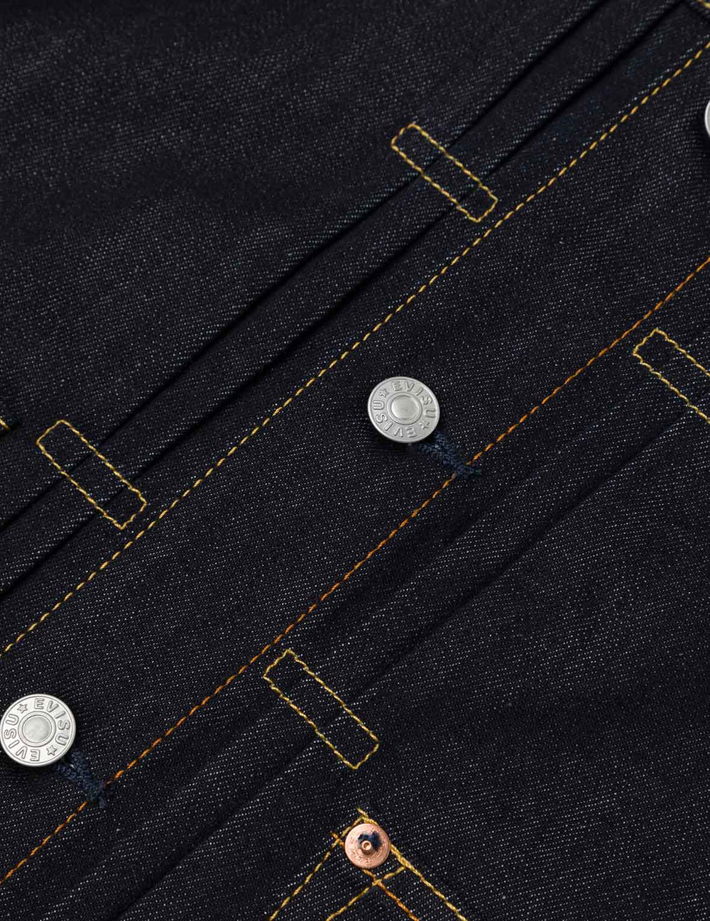 Ecru Seagull Print Relax Fit Denim Jacket - Raw Indigo
