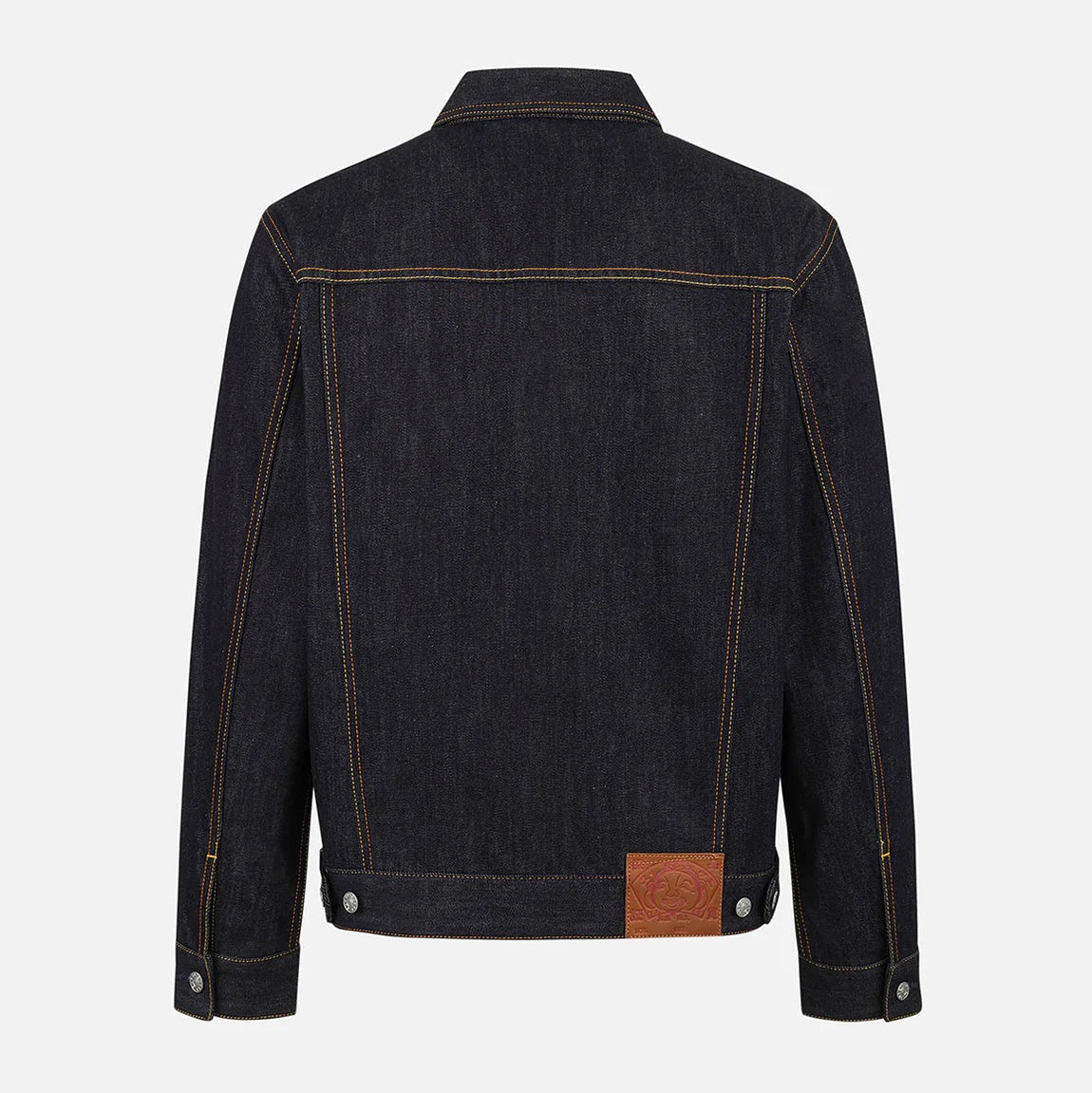 Ecru Seagull Print Relax Fit Denim Jacket - Raw Indigo