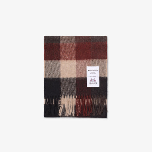 Norse Moon Merino Lambswool Checked Scarf - Espresso