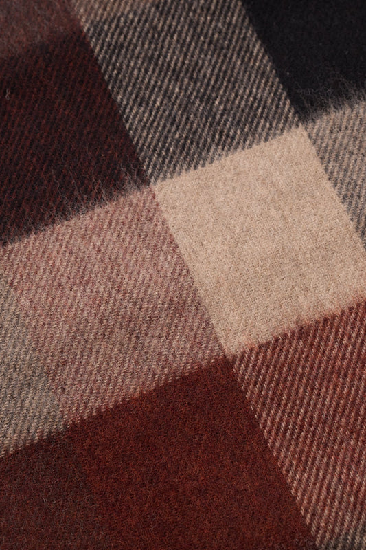 Norse Moon Merino Lambswool Checked Scarf - Espresso